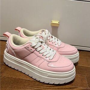 HUGO Pastel Pink Platform Sneakers with White Laces
